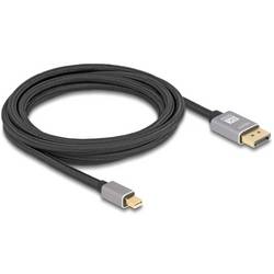 Delock DisplayPort / Mini-DisplayPort Anschlusskabel Mini DisplayPort Stecker, DisplayPort Stecker 3 m Grau 81093 8K UHD, vergoldete Steckkontakte, dreifach