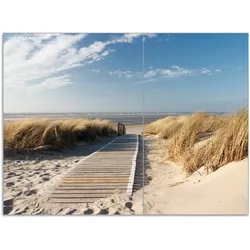 Wallario Herdabdeckplatte 60 x 52 cm (BxH), 2-teilig Auf dem Holzweg zum Strand