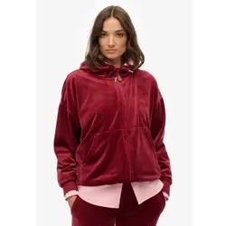 Superdry für Damen. W2012544A Country Club Velours-Ziphaube rot (L), Lässig, Polyester