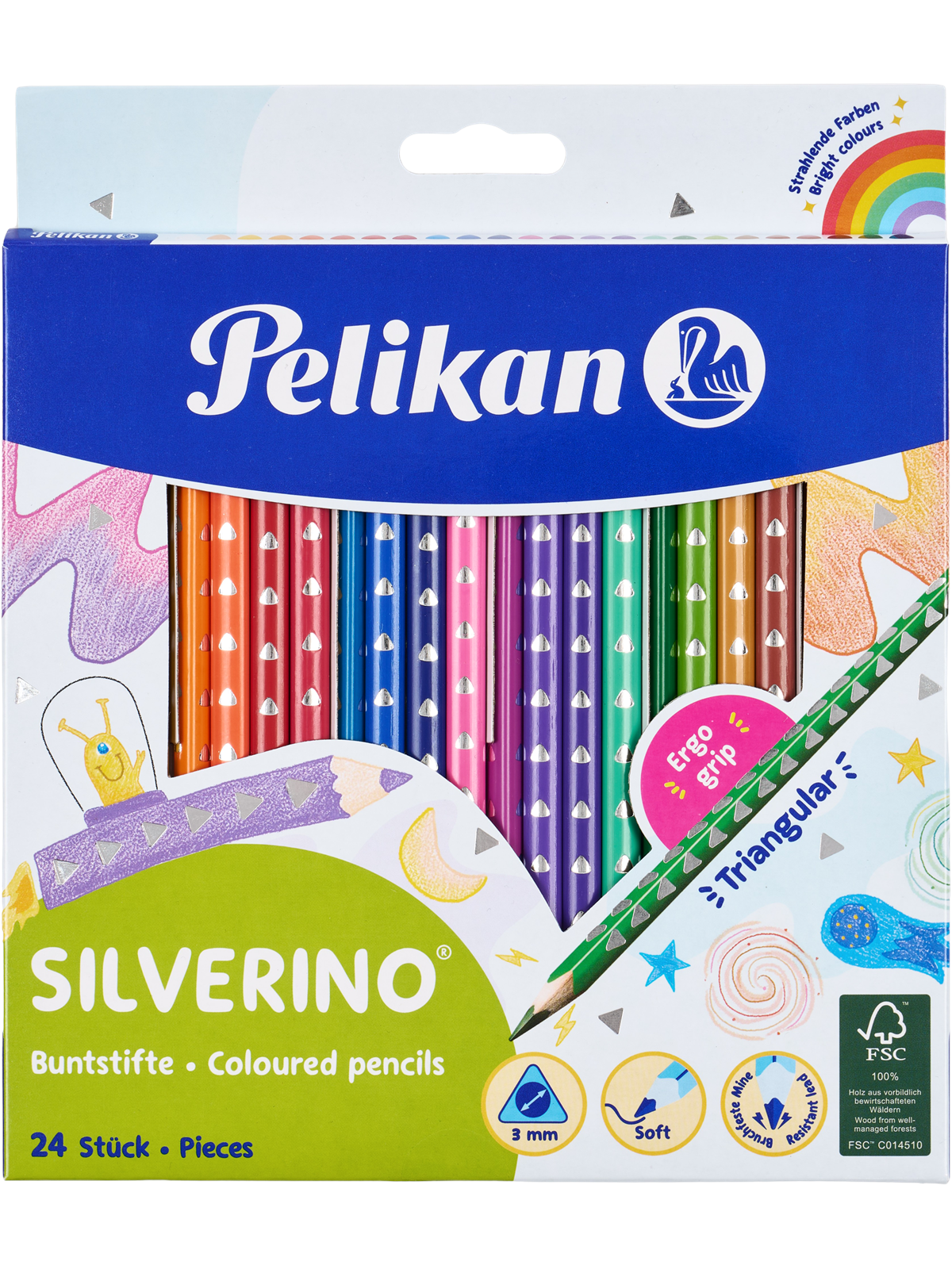 Pelikan Buntstifte SILVERINO, dreieckig, 24 Farben