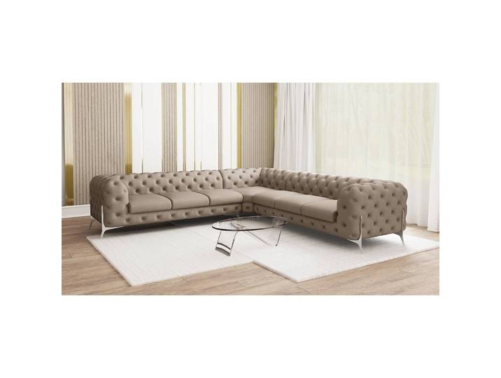 Ecksofa IV Braun Microfaser Enza 323 x 323cm Gleichschenklig Glamour