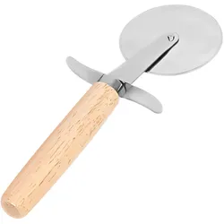 Cheffinger, Pizza Zubehör, Pizzateller mit Pizzaschneider Holz Inox