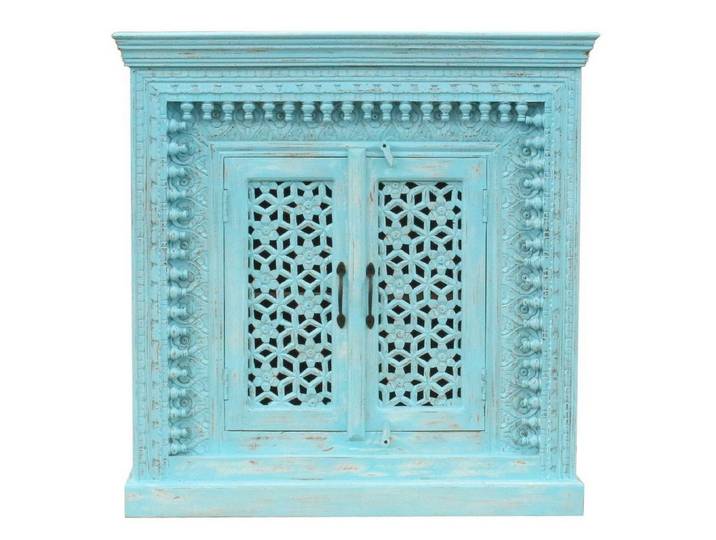 Oriental Galerie Unterschrank Blau Türkis Sideboard Rena Indien 100 cm Kommode, Echtholz, Shabby Chic