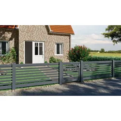 Alu Einzeltor Delft 100 x 70 cm - 1m Gartenpforte aus Aluminium - Anthrazit (RAL 7016) pulverbeschichtet - Zauntür für Gartenzäune inkl. Zubehör