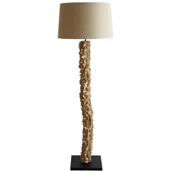 SalesFever Stehleuchte aus Treibholz | Lampenschirm Leinen | Gestell Treibholz & Metallrohr | Standfuß Heveaholz | B30xT30xH150cm |schwarz–natur–weiß