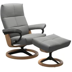 Stressless Sessel mit Hocker David Signature Leder Grau Batick Wild Dove M (Medium)