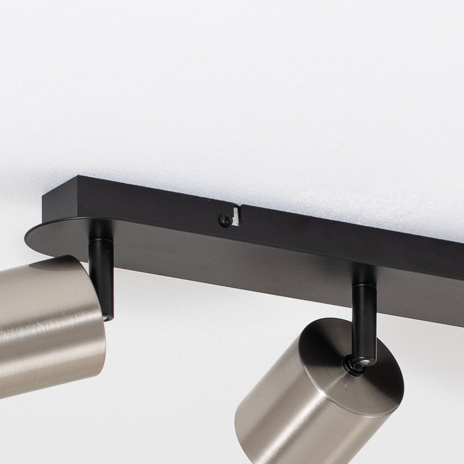 Deckenstrahler Demia, schwarz/nickelfarben, 66 cm lang, GU10 Demia Luminex, dimmbar, schwarz, für Wohn- / Esszimmer, Metall, Modern, Strahler