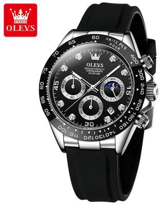 Fashion Sheath OLEVS Luxury Men Quartz Watch Waterproof Sports Calendar Wristwatch silver Black