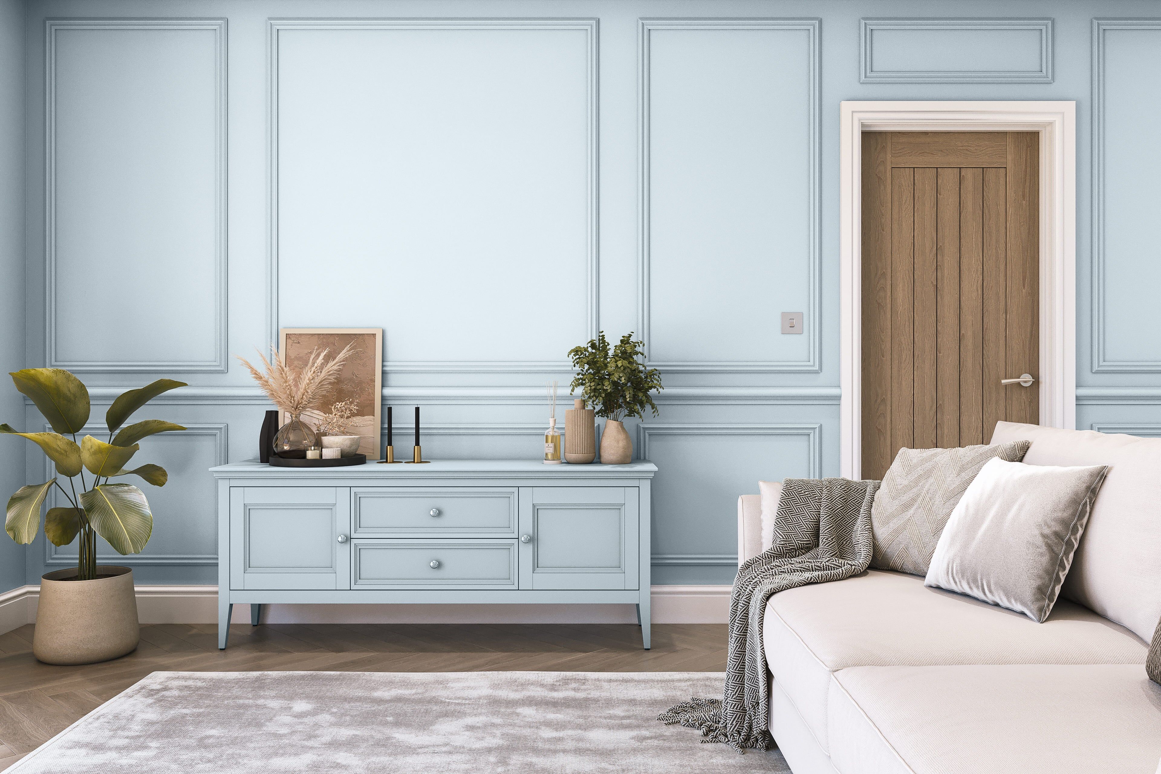 Hemway Chalk Based Furniture Paint   Sea Breeze Blue   Shabby Chic   Chalky Matt Finish - Sea Breeze Blue - 1L