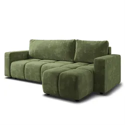 ECKSOFA RAMIL Grün Chenille mit Schlaffunktion