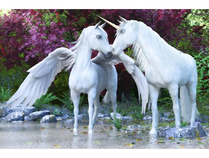 Papermoon EINHORN-PFERDE FANTASY TIERE PFERD WALD NATUR BÄUME XXL