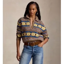Polo Ralph Lauren für Damen. 211B17766001 Wollpullover mit Fair-Isle-Muster braun (L), Lässig, Wolle, Langarm