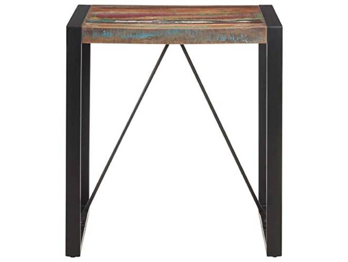 KGHERMDF Esstisch 70x70x75 cm Recyceltes Massivholz Pulverbeschichtete Stahlbeine, Industriestil, Küche Oder Esszimmer, Einzigartige Holzmaserung