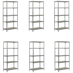 SimonRack Pack mit  Maderclick Metallregalen ohne Schrauben.  5 Ebene.  Farbe verzinkt/Holz.  1800x800x400 mm