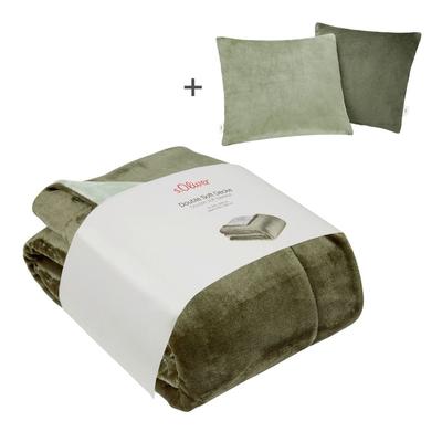 Wohndecke S.OLIVER "Doublesoft, Kuscheldecke, Deal, Kissen geschenkt", grün, B:150cm L:200cm, Polyester, Wohndecken, Wohndecke, Kuscheldecke 150x200 cm, GRATIS-Zugabe:2x Kissenhülle (Reißverschluss)