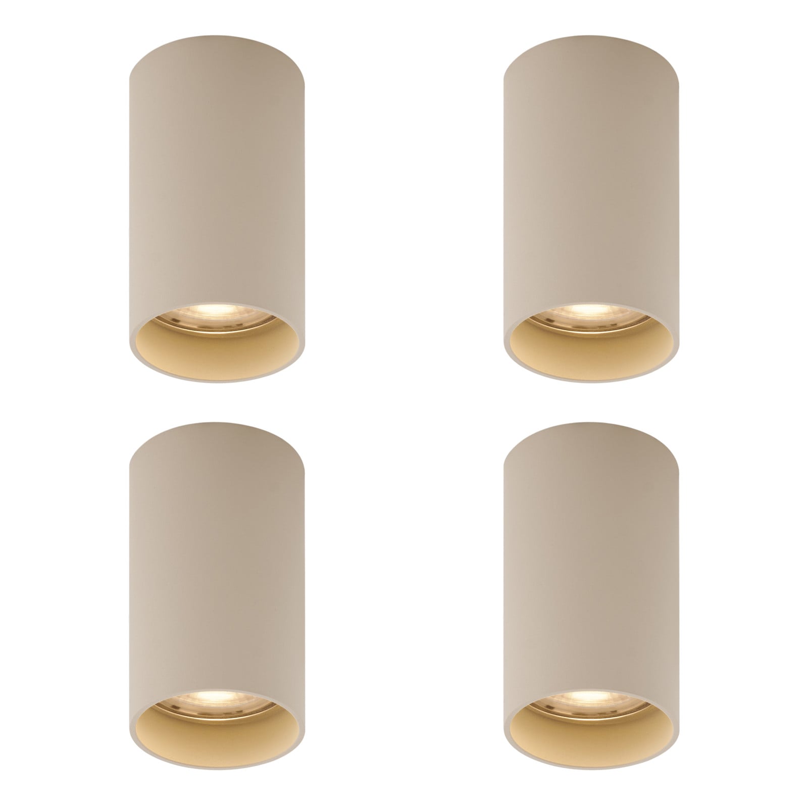 Set van 4 moderne ronde opbouwspots Qazqa beige aluminium voor led in keuken en woonkamer