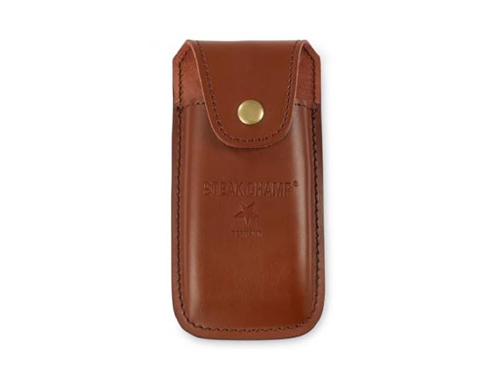 Steak Champ Etui en Cuir pour la Fourchette à Viande Bull Fork : Pochette en cuir à fixer à la ceinture\, avec rabat de sécurité et bouton-pression