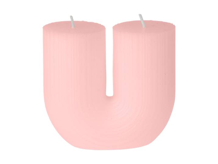 Deko Kerze in U-Form, Stimmungskerze mit zwei Dochten, pink, 9 x 4,5 x 9 cm