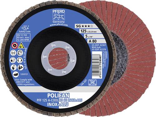 Fächerscheibe POLIFAN A-COOL SG INOX+ALU D.125mm K.80 fl.INOX/Aluminium NK