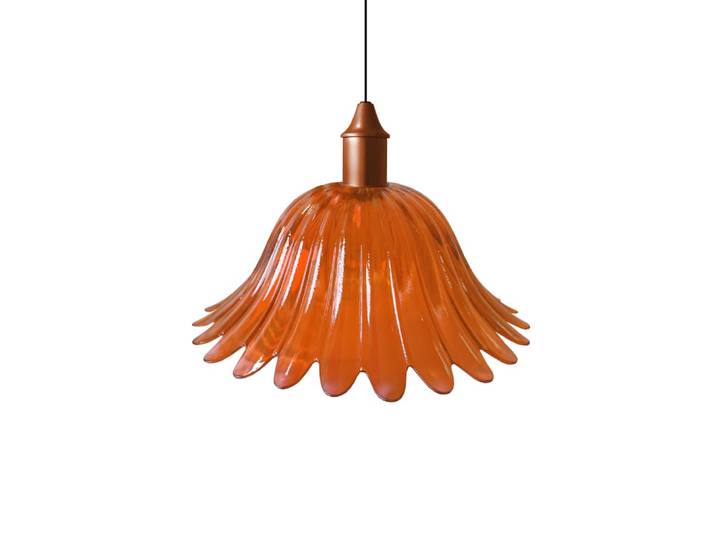 Suspension métal cable tulipe orange D27,5cm