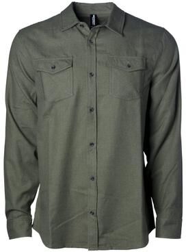 Independent Trading Co. EXP50F Men's Flannel Shirt in Army Heather size Small