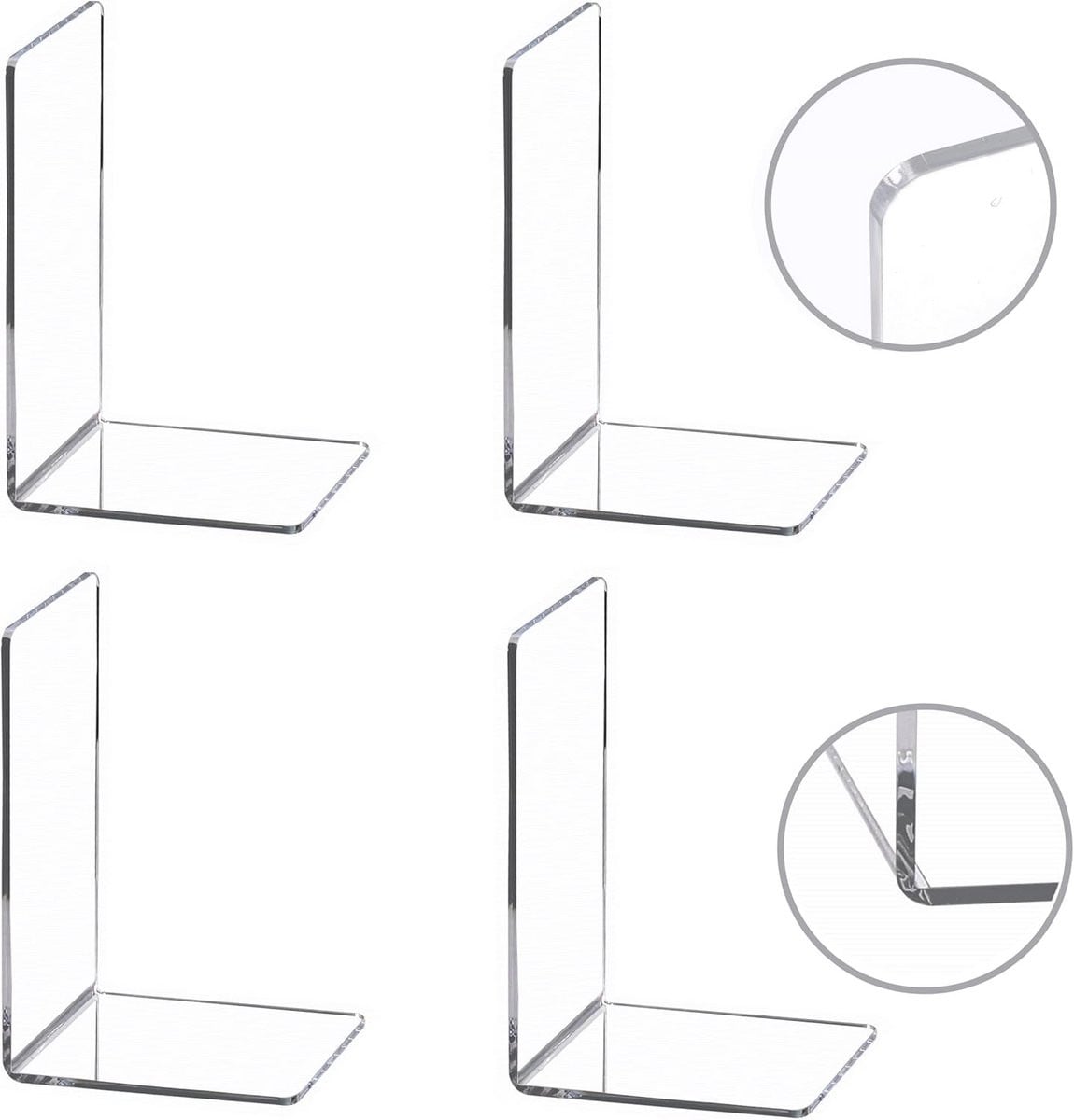 Set van 4 transparante boekensteunen en bureau-organizers