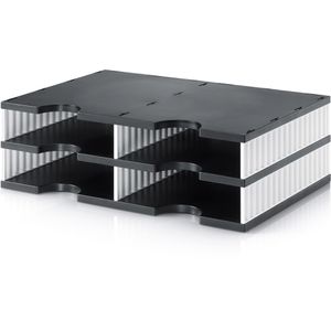 Styro Styro Sortierstation 268-0202  doc Duo, A4, 4 Fächer, 2 Etagen, Kunststoff, schwarz / weiß