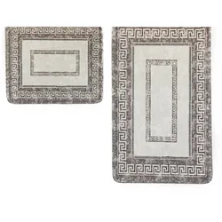 Almina Exclusive 2 Teiliges Bademattenset mit Muster Grau/Braun