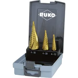 RUKO Stufenbohrer-Satz HSS TiN spiralgenutet - 3-tlg. - 101026TRO