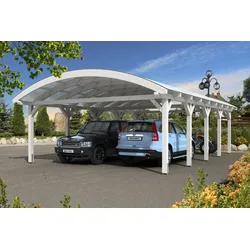 Skan Holz Franken Bogendach Doppelcarport Gr.3 635x969cm weiss Holzcarport