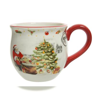 Christmas Decorations 1 Weihnachtstasse Keramik Santa Motiv Kaffeebecher Kaffeetasse Teetasse weiß rot