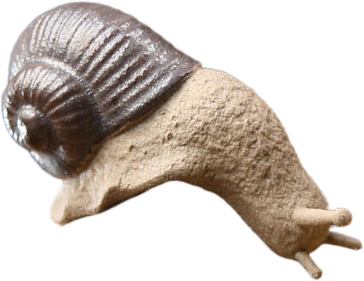Handgemaakt Keramisch Slak Figuur - Bruin Tuinbeeldje - Kleine Maat