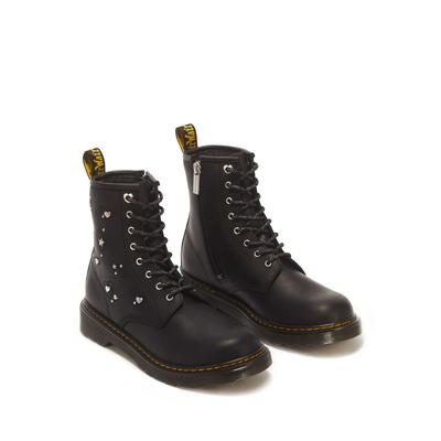Schnürboots DR. MARTENS "1460 Hs Y Black Wyoming", Mädchen, Gr. 37, schwarz, Leder, Schuhe Schnürboots, Schnürstiefelette mit logobedruckter Anziehlasche
