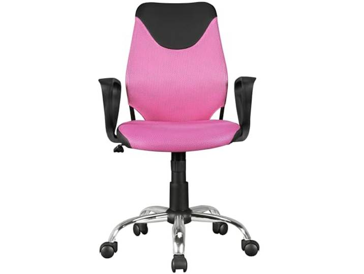 AMSTYLE Kinder-Schreibtischstuhl Terni Schwarz Pink, ab 6 Jahren Kinderdrehstuhl ergonomisch mit Lehne, Jugendstuhl höhenverstellbar, Kinderbürostuhl für Schule und Hausaufgaben