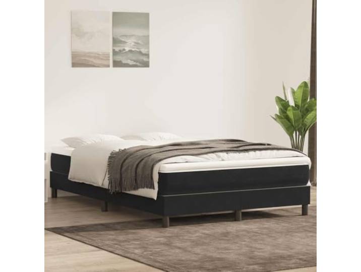RJPLMFV Lattenrost, Velours, Schwarz, 140 x 220 cm, ohne Matratze Gepolstertes Bettgestell, weicher und glatter Stoff, robuste Füße, optimale Unterstützung für Matratzen