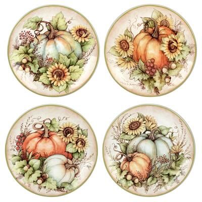 "Certified International Autumn Breeze 9"" Salad/Dessert Plates, Set of 4 - 9"" Diam x .75"""