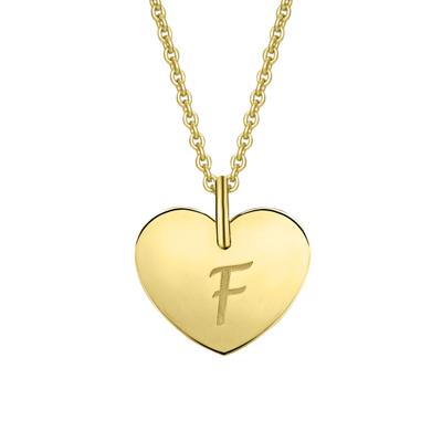 Kettenanhänger ONE ELEMENT "Herz mit Gravur F Buchstaben Anhänger aus 333 Gelbgold", gold, Schmuckanhänger, Damen, F, Gelbgold 333 Gold, Gelbgold 333, Gold, Kettenanhänger, Zart & emotional – ein Geschenk, das von Herzen kommt