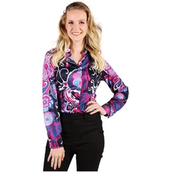 Thetru 70er Bluse Purple Flowers (L)