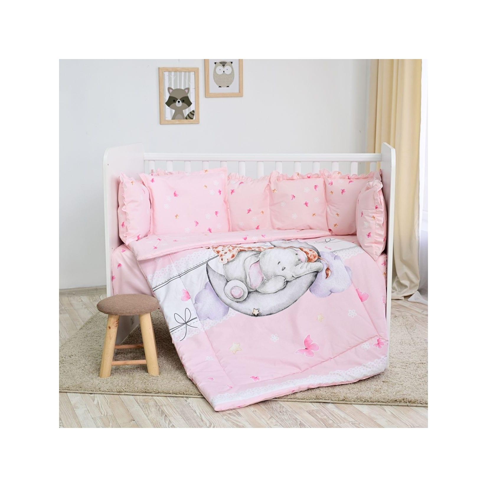 Lorelli Babybettwäsche-Set 5-tlg. Decke 140 x 95 cm Kissen 43 x 35 cm Nestchen pink