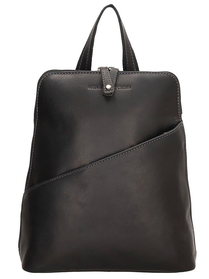 HIDE & STITCHES Leder-Rucksack in Schwarz - (B)24 x (H)29 x (T)10 cm - onesize