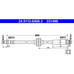 Bremsschlauch ATE 24.5112-0406.3 für Fiat Opel Jeep Doblo Cargo Combo