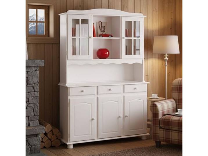 Dmora - Kommode Moers, Wohnzimmerbuffet, Wohnzimmer-Sideboard, Moderne Küchen-Speisekammer, 130x32 h198 cm, Weiß