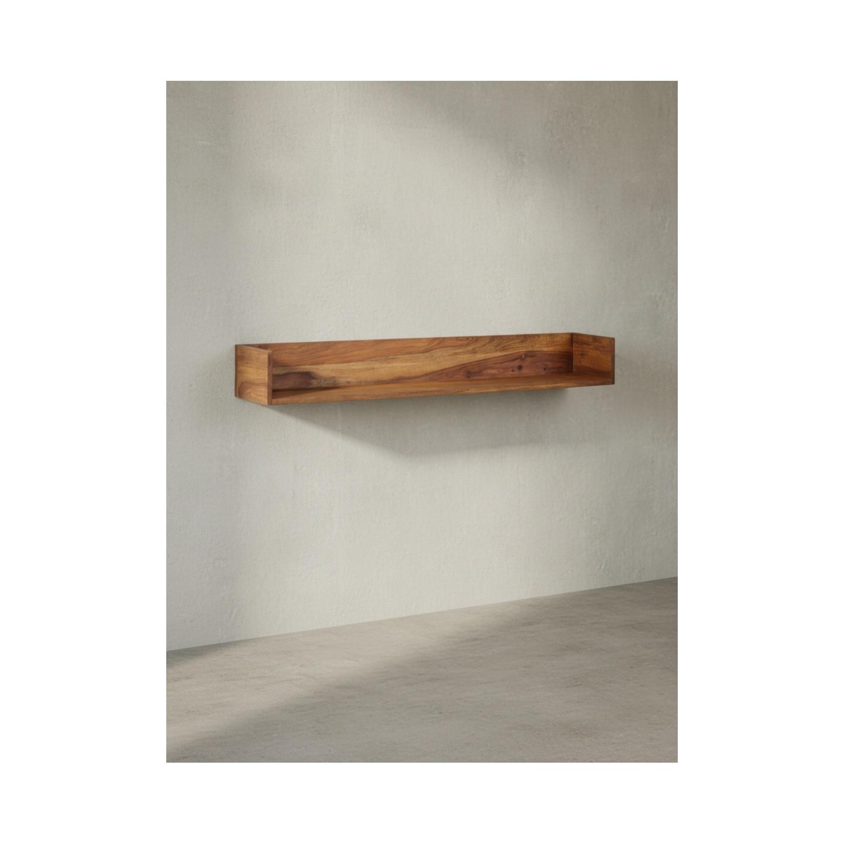 Wandregal Massivholz Modern Stil 120x15x20 cm Groß Schwebend