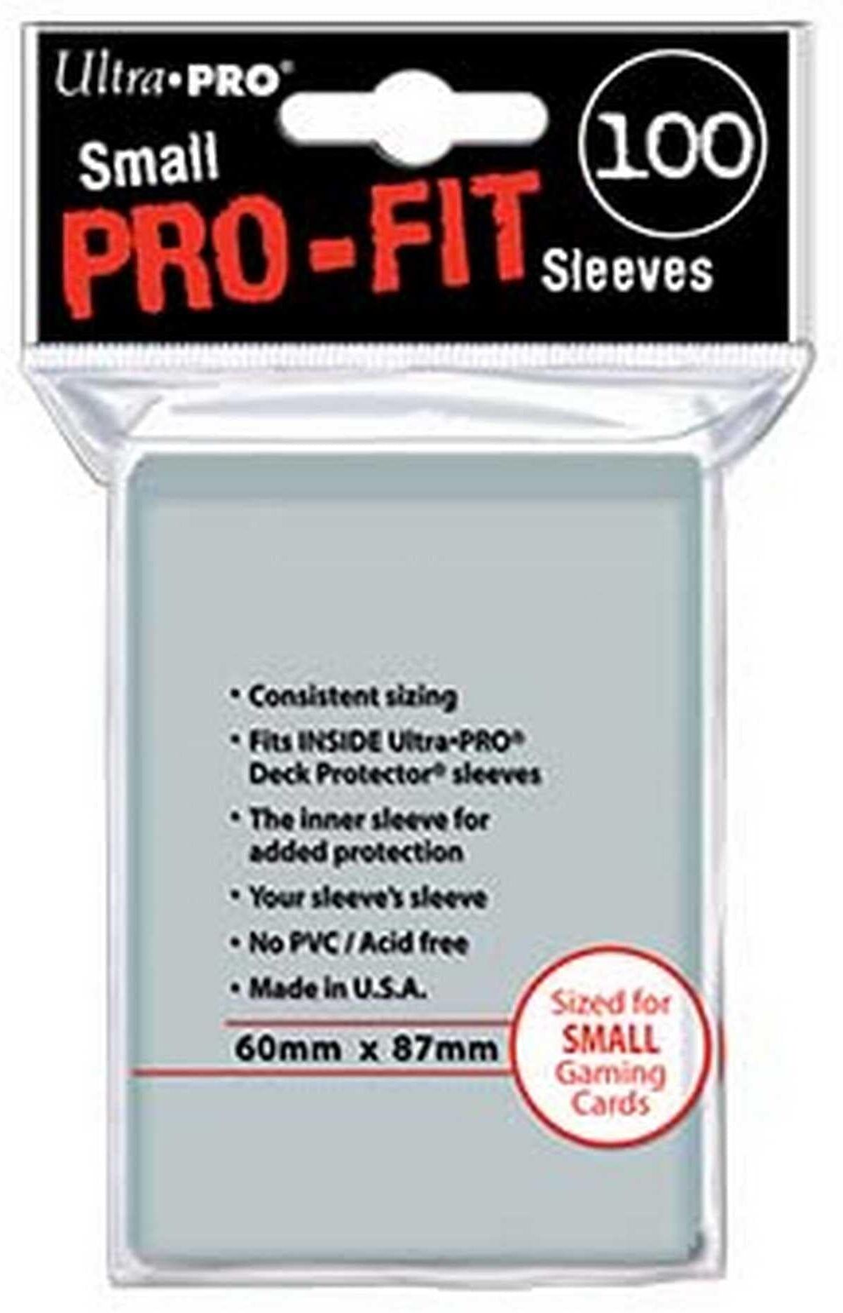 Ultra PRO Pro-Fit Small Sized Card Sleeves, 100 Count for Card Games, 60 x 87 mm, 100 Count