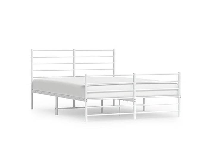 PUGYNBK Bettgestell aus Metall, Weiß, 160 x 200 cm Beschichteter Stahl, Metallleisten, Stauraum, Kopfteil
