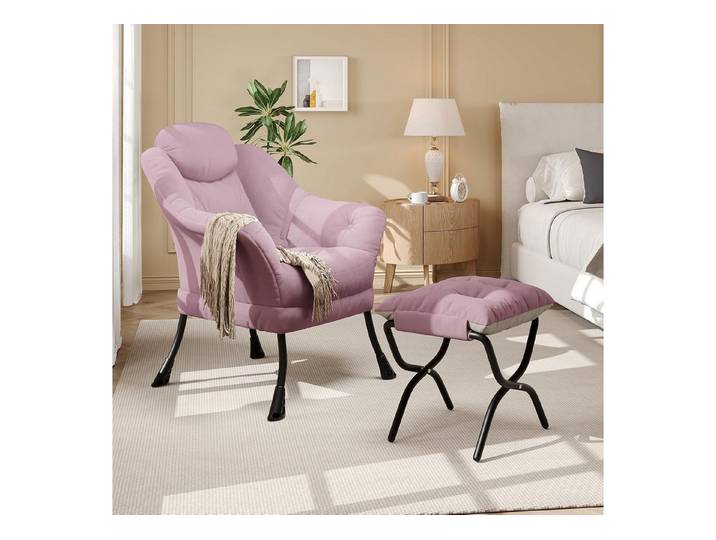 GarveeMore Ohrensessel mit klappbarem FußHocker,bequeme Lounge-Sessel, Relaxsessel für kleine Wohnungen,Wohnzimmer und Schlafzimmer