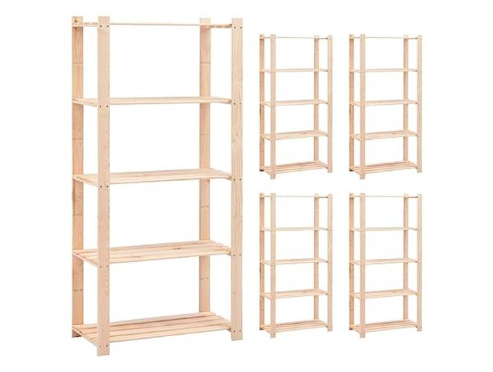 vidaXL Lagerregale 5 Böden 5 STK. 80x38x170cm Massivholz Kiefer 250kg