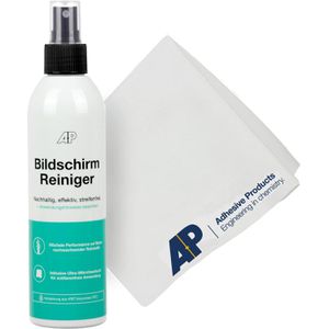 AP Bildschirmreiniger SW10035, Set 2-telig, mit 25 x 25 cm Mikrofasertuch und Spray mit Alkohol 250 ml