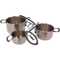 Berger Silvera Edelstahl Topfset 6-tlg. mit passenden Glasdeckeln