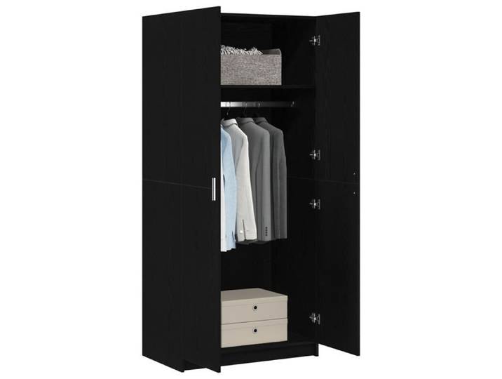 Stable&Durable - Noir - Armoire chambre Chêne noir 80x50 5x180 cm - bois d'ingénierie - Armoire penderie HS591630308